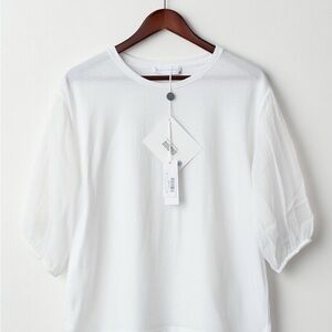 BLU BIANCO Elegant White Sheer Sleeve Top